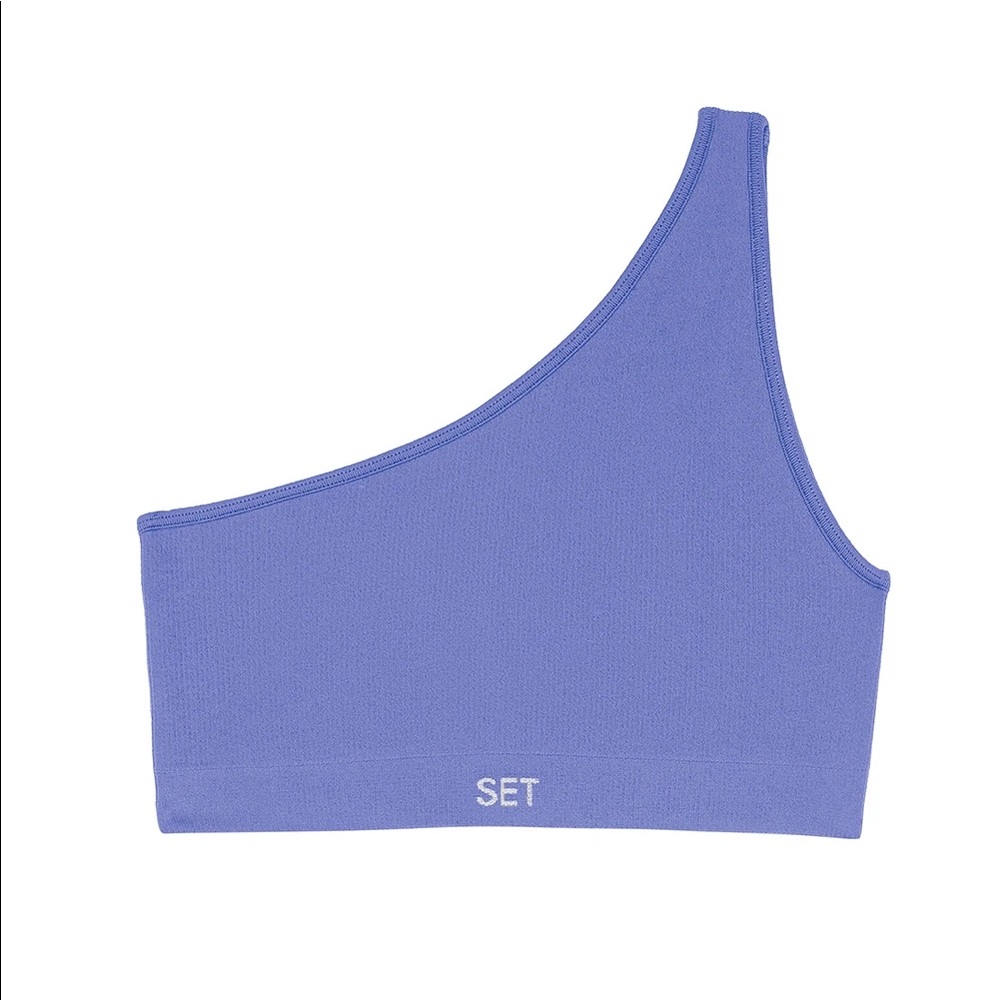 SETactive one shoulder bra in “bluebell”